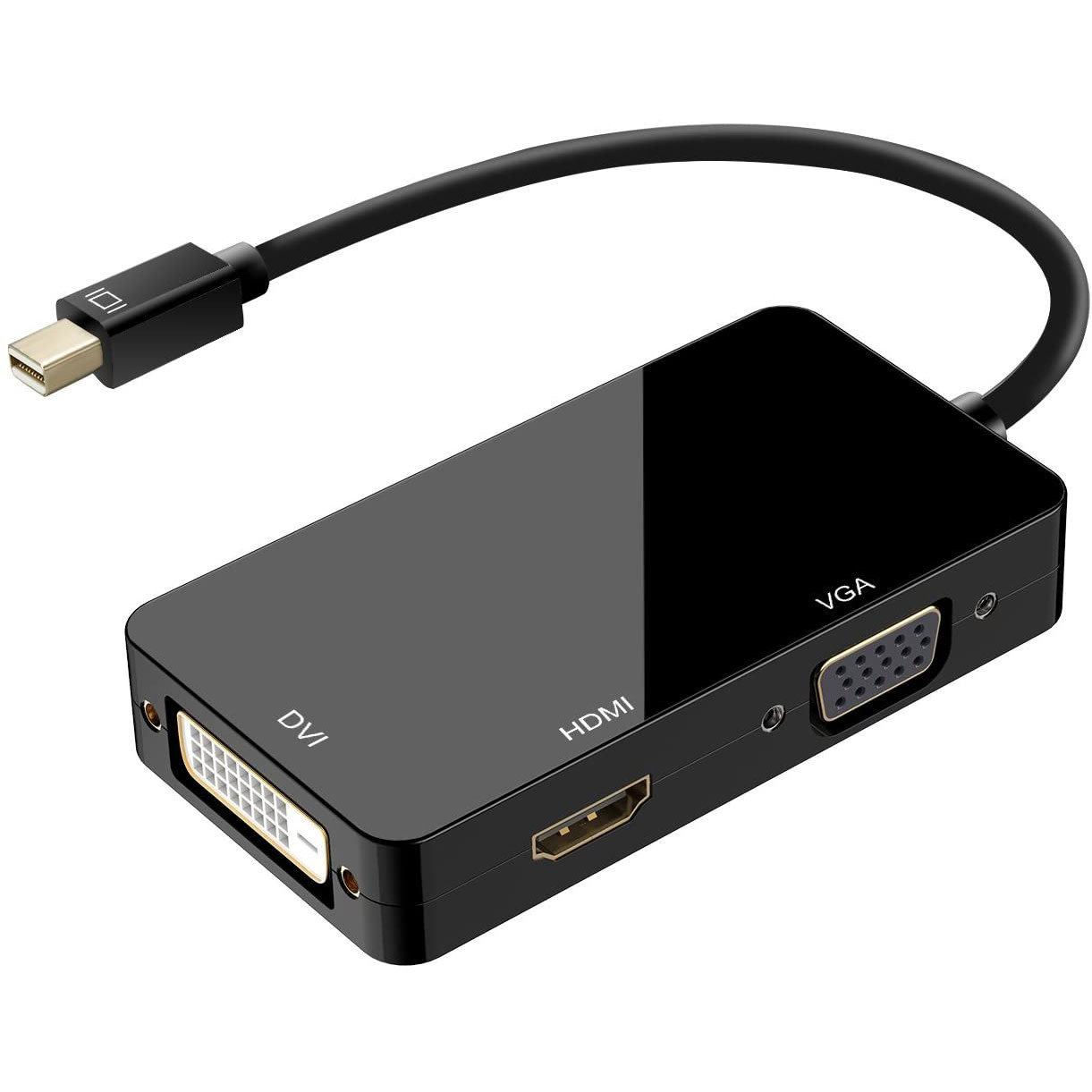 Mini DisplayPort (Thunderbolt Port Compatible) to HDMI/DVI/VGA Male to Adapter Black - NWCA Inc.