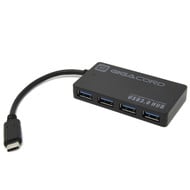 Gigacord Gigacord USB 3.1c USB-C to 4-port USB 3.0 Non Powered Hub, Black