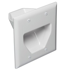 2-Gang Recessed Low Voltage Cable Plate, White