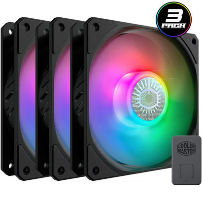 Coolermaster Cooler Master SickleFlow 120 V2 ARGB 3in1 120mm Square Frame Fan, Customizable LEDS, Air Balance Curve Blade Design, Sealed Bearing, PWM Control for Computer Case and Liquid Radiator