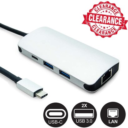 USB-C Male to USB3.0*2 Hub RJ45 Ethernet C Female 4 in 1 Adapter