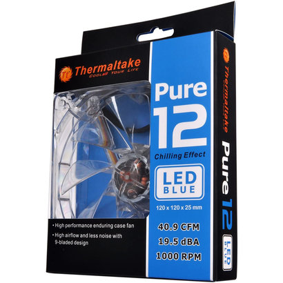 Thermaltake Thermaltake 120mm Pure 12 Series Blue LED Quiet High Airflow Case Fan CL-F012-PL12BU-A