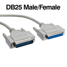 15ft Serial Parallel DB25 Male / Female Cable Straight Through RS232, Beige