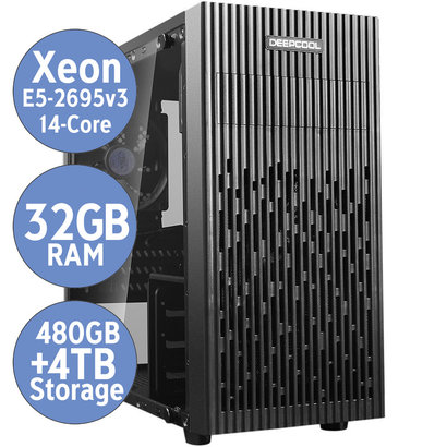 Cryo-PC Cryo-PC Micro ATX Liquid Cooled, Intel Xeon E5-2695v3 ES 14-Core, 32GB DDR4, 480GB SSD, 4TB HD, Windows 10 Pro