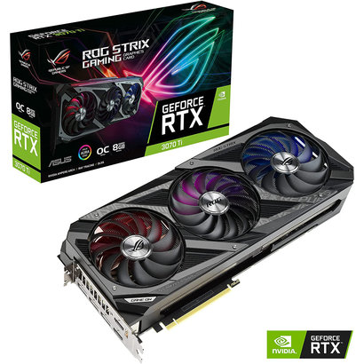 ASUS ASUS ROG Strix NVIDIA GeForce RTX 3070 Ti OC Edition Gaming Graphics Card (PCIe 4.0, 8GB GDDR6X, HDMI 2.1, DisplayPort 1.4a, Axial-tech Fan Design, 2.9-Slot, Super Alloy Power II, GPU Tweak II)