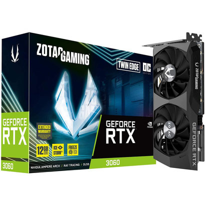 Zotac ZOTAC Gaming GeForce RTX 3060 Twin Edge OC 12GB GDDR6 192-bit 15 Gbps PCIE 4.0 Gaming Graphics Card, IceStorm 2.0 Cooling, Active Fan Control, Freeze Fan Stop ZT-A30600H-10M