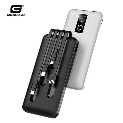 Gigacord Gigacord 10,000mAh Power Bank Dual USB with iPhone, Type-C , USB Micro output, 5V 2.1A, Black