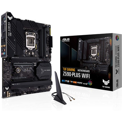 ASUS ASUS TUF Gaming Z590-Plus, LGA 1200 (Intel11th/10th Gen) ATX Gaming Motherboard (PCIe 4.0, 3xM.2/NVMe SSD, 14+2 Power Stages,USB 3.2 Front Panel Type-C, 2.5Gb LAN, Thunderbolt 4, Aura RGB Lighting)