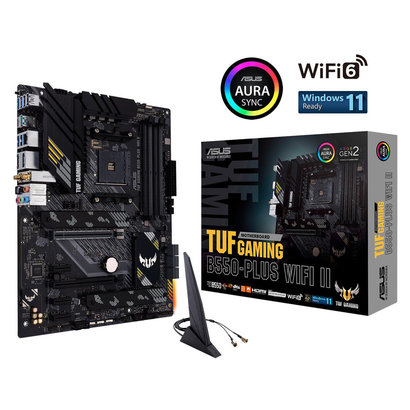 ASUS ASUS TUF Gaming B550-PLUS WiFi II AMD AM4 (3rd Gen Ryzen™) ATX Gaming Motherboard (PCIe 4.0, WiFi 6, 2.5Gb LAN, BIOS Flashback, USB 3.2 Gen 2, Addressable Gen 2 RGB Header and Aura Sync)