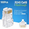 Gigacord 100-Pack RJ45 Cat6 EZ UTP Feed Through Plug Solid / Stranded 3-Prong 50 Micron Gold Plating