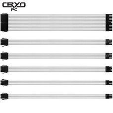 Cryo-PC Cryo-PC ATX PSU 24 Pin 6pc Cable Mod Sleeved Extension cable 18AWG ATX/EPS/8-pin PCI-E/6-pin PCI-E  kit, White