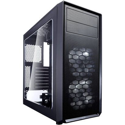 Fractal Design Fractal Design FD-CA-Focus-BK-W Focus G - Mid Tower Computer Case - ATX - High Airflow - 2X Silent ll Series 120mm White LED Fans Included - USB 3.0 - Window Side Panel - Black