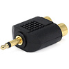 3.5mm Mono Plug to 2 RCA Plug Splitter Adaptor Gold Plated