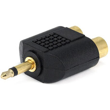 3.5mm Mono Plug to 2 RCA Plug Splitter Adaptor Gold Plated