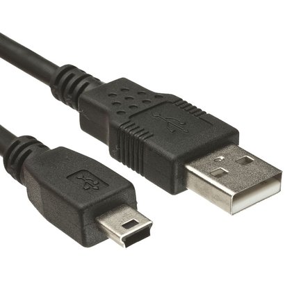 1.5Ft. USB 2.0 A Male MiniB 5p Male Right 90 degree Angle 22awg, Black