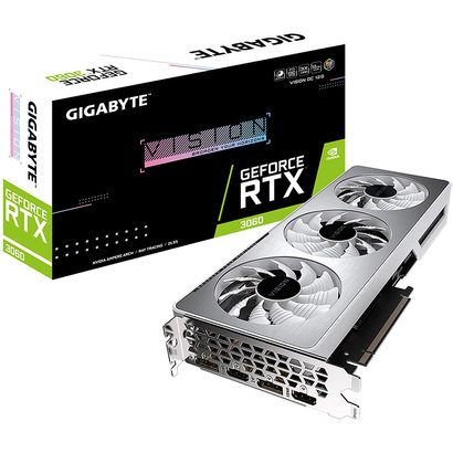 Gigabyte GIGABYTE GeForce RTX 3060 VISION OC 12G Graphics Card, 3 x WINDFORCE Fans, 12GB 192-bit GDDR6, GV-N3060VISION OC-12GD Video Card