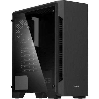 Zalman Zalman S3 ATX Mid Tower Computer Case w/ Tempered Glass Side Panels & 3X Pre-Installed 120mm Fans for Desktop Workstations Gaming Maximum Airflow - (Tempered Glass - 3 Fans),S3 TG