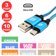 Gigacord Gigacord BlackARMOR2 Samsung USB Micro 5-pin Charge/Sync Cable w/Strain Relief, Nylon Braiding, Tapered Aluminum Connector, Lifetime Warranty
