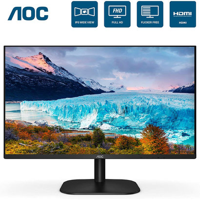 AOC AOC 24B2XH 24" Full HD IPS Monitor, 3-Sided Frameless & Ultra Slim HDMI and VGA inputs, Lowblue Mode, VESA compatible,Black
