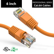 .5ft Cat6A UTP Ethernet Network Booted Cable 24AWG Pure Copper, Orange (6 inch)