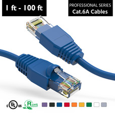 Cat6A UTP Ethernet Network Booted Cable 24AWG Pure Copper (Choose Length/Color)