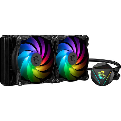 MSI MSI MAG Series CORELIQUID 280R, aRGB CPU Liquid Cooler (AIO): Rotatable Blockhead Design, 280mm Radiator, Dual 140mm aRGB PWM Fans