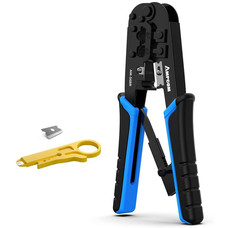 AMPCOM RJ45 Crimping Tool, 8P/6P-RJ11, RJ12 Crimper Cutter Stripper AM-568R