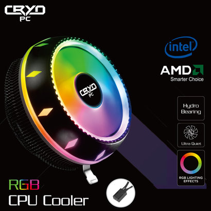 Cryo-PC Cryo-PC CPC-ZA91, Low-profile RGB UFO CPU Cooler with RGB Fan and Lights for Intel/AMD LGA 1700/1200/1156/1155/1151/1150 AM2/AM3/AM3+/AM4
