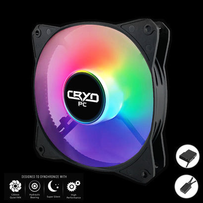 Cryo-PC Cryo-PC Rainbow LED Fan 120mm x 25mm DC 12V, 3pin + Molex 4Pin