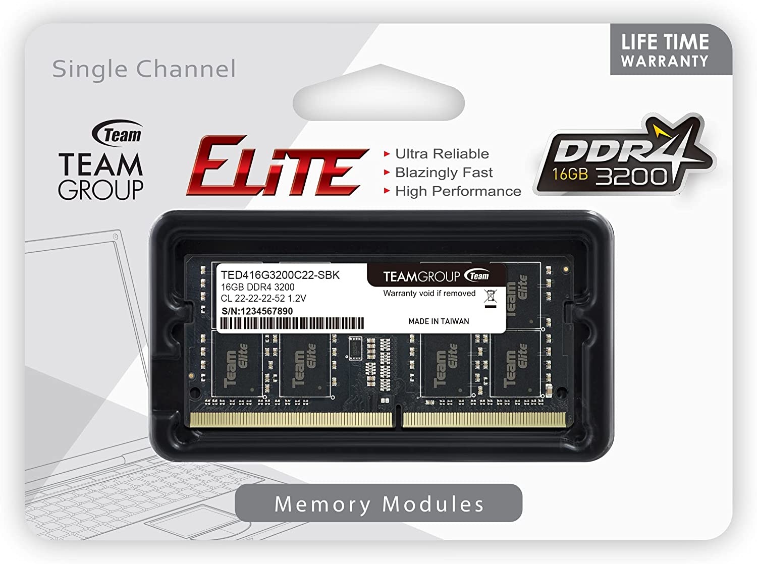 Barrette Mémoire TEAM GROUP 16Go DDR4 Pour Pc De Bureau (TED416G3200C2201)