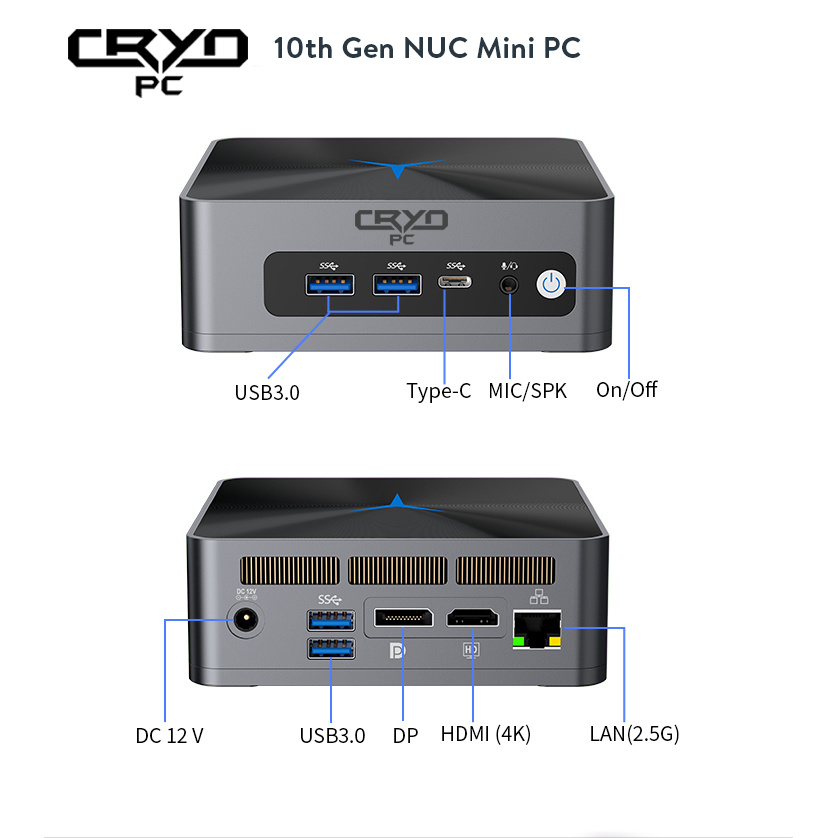Cryo-PC NUC Size 10th Gen Core-i7 10810U 16GB RAM, 500GB SSD Win 10 Pro - NWCA  Inc.