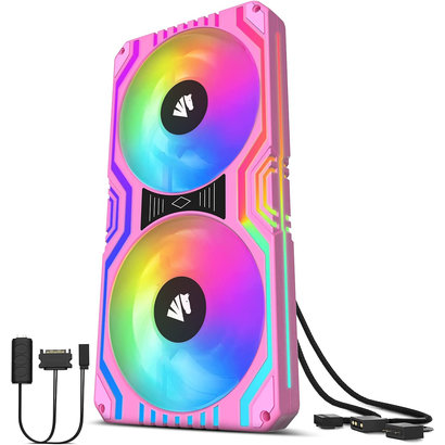 Asiahorse AH Matrix-Pink 58 Addressable RGB LEDs 240MM All-in-One Square Frame Integrated Fan with MB Sync/Analog Controller, Integrated PWM Control Fan for Computer Case and Liquid Cooling System