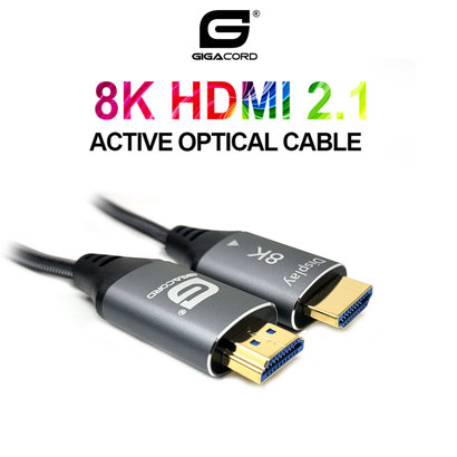 Gigacord Gigacord 8K HDMI 2.1 AOC Fiber Cable HDMI 2.1 48Gbps 8K@60Hz 4K@120Hz Dynamic HDR/eARC/HDCP 2.2 / 3D Slim Flexible