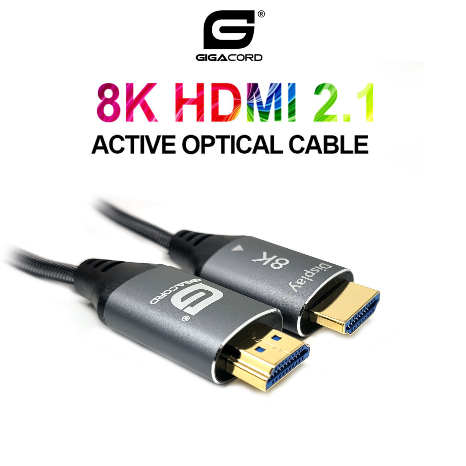 Gigacord 8K HDMI 2.1 AOC Fiber Cable HDMI 2.1 48Gbps 8K@60Hz 4K@120Hz  Dynamic HDR/eARC/HDCP 2.2 / 3D Slim Flexible - NWCA Inc.