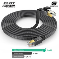 Gigacord Gigacord 50Ft Cat 8 Ethernet LAN Cable, 26AWG Nylon Braided 40Gbps 2000Mhz High Speed Heavy Duty Cat8 Internet LAN Patch Cord, RJ45 Flat Network Cord Shielded in Wall, Indoor&Outdoor for Modem, Router, Gaming, PC