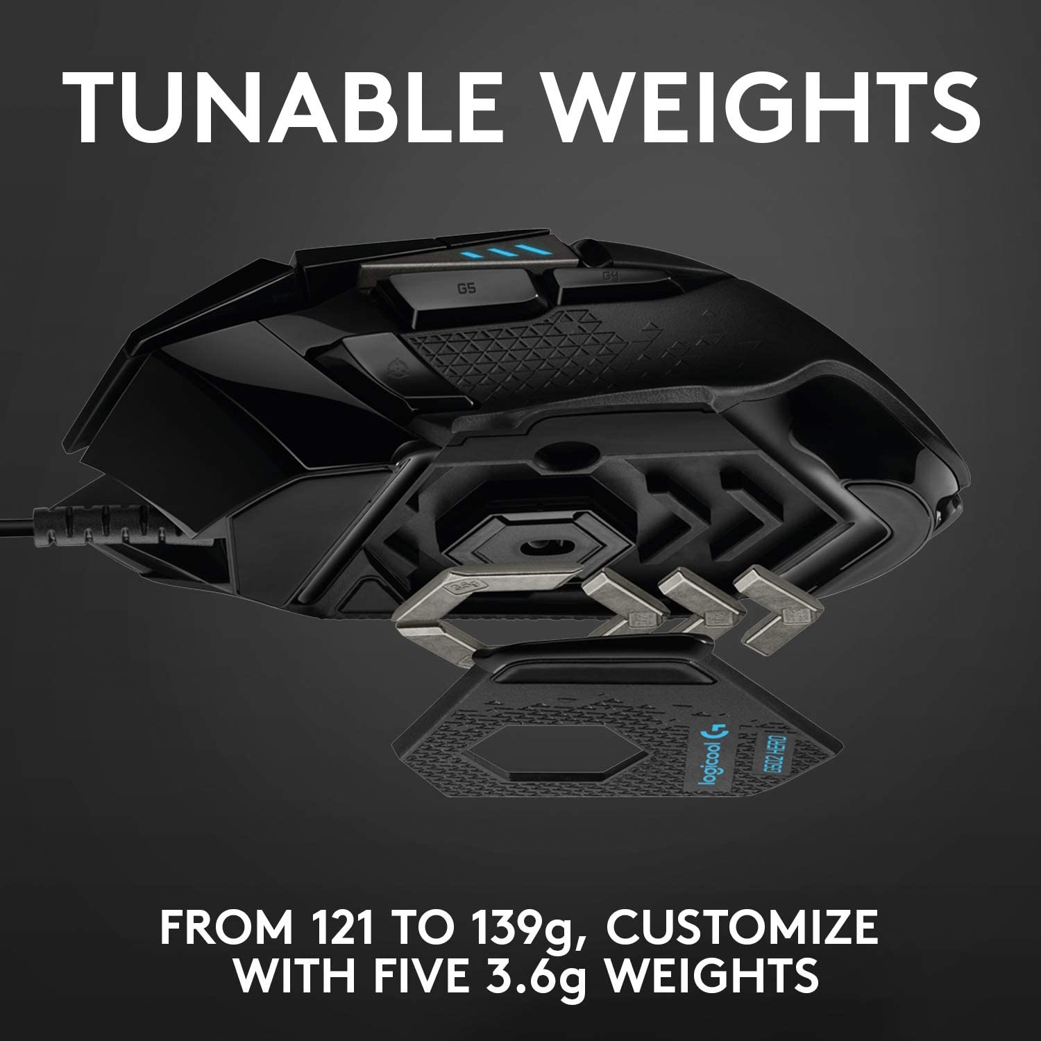 Logitech G502 Proteus Spectrum RGB Tunable Gaming Mouse, 12,000 DPI  On-The-Fly DPI Shifting, Personalized Weight and Balance Tuning with (5)  3.6g Weights, 11 Programmable Buttons - NWCA Inc.