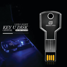 Gigacord Gigacord USB 2.0 Key Shape, Clear Blue LED Flash Drive (Choose Capacity)