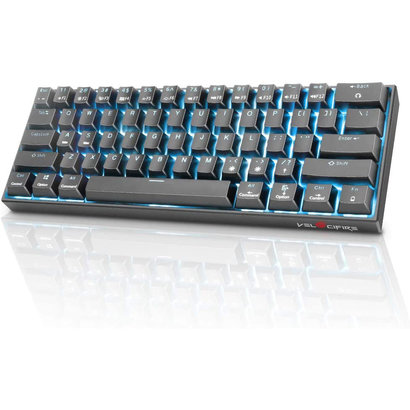 Velocifire VELOCIFIRE Wireless Bluetooth Mechanical Keyboard, M1 TKL61WS 61-Key 60% Tactile Brown Switch Mini Portable Mechanical Keyboard with Ice Blue Backlit, Compatible with Mac OS and Windows OS(Black)