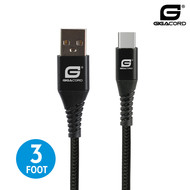 Gigacord Gigacord 3Ft Straight USB-A to USB-C Type-C, Rubber Molding Black Snakeskin