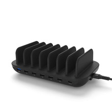 Gigacord Gigacord 7-Port USB Charging Station Hub Cradle 6* 2.4A 1*USB-C 5V 12A 60W, Black