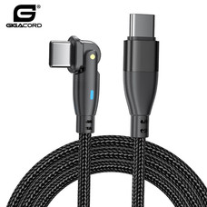 Gigacord Gigacord 3Ft USB-C to 180-Degree Swivel USB-C Type-C Charging 100W Cable, Black Nylon
