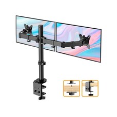 Huanuo HUANUO 17-32" Dual Monitor Stand Mount, Heavy-Duty Fully Adjustable Desk Clamp, Loads up to 17.6lbs per arm w/Swivel and Tilt