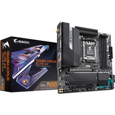 Gigabyte GIGABYTE B650M AORUS Elite AX (AM5/ LGA 1718/ AMD B650/ Micro-ATX/ 5-Year Warranty/ DDR5/ 2* M.2/ PCIe 5.0/ USB 3.2 Gen2X2 Type-C/Intel 2.5GbE LAN/Q-Flash Plus/EZ-Latch/Gaming Motherboard)