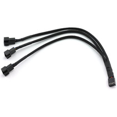 Gigacord 4pin PWM Sleeved 3-to-1 Fan Splitter Cable, Black (Choose Length)