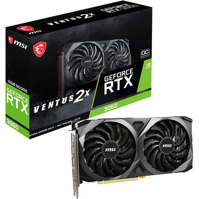 MSI MSI Gaming GeForce RTX 3060 12GB 15 Gbps GDRR6 192-Bit HDMI/DP PCIe 4 Torx Twin Fan Ampere OC Graphics Card (Ventus 2X 12G OC)