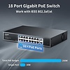 Aumox Aumox 18-Port Ethernet Gigabit PoE Switch, 16-Port PoE with 2 Uplink Gigabit Ports, 250W Built-in Power, Metal Casing and 19-inch Rackmount, Traffic Optimization, Plug and Play, Unmanaged(SG518P)