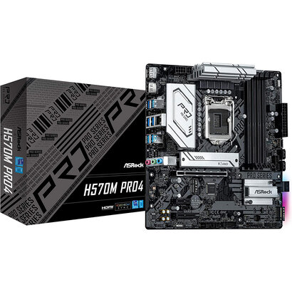 ASRock ASRock H570M Pro4 Compatible Intel 10th and 11th Generation CPU (LGA1200) with H570 Chipset MicroATX Motherboard