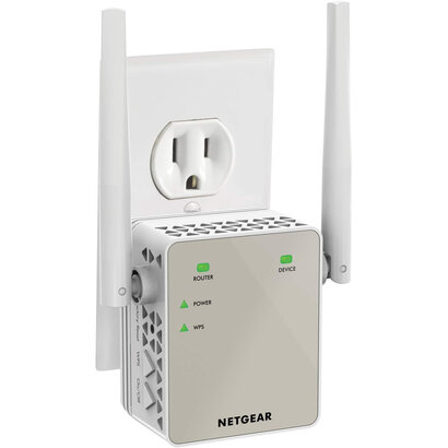 Netgear NETGEAR Wi-Fi Range Extender EX6120 - Coverage Up to 1500 Sq Ft and 25 Devices with AC1200 Dual Band Wireless Signal Booster & Repeater (Up to 1200Mbps Speed), and Compact Wall Plug Design, White