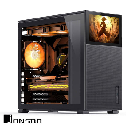 Jonsbo JONSBO D41 MESH SC Black ATX Computer Case with Screen, ATX Mainboard/Support RTX 4090(335-400mm) GPU 360/280AIO,Power ATX/SFX: 100mm-220mm Multiple Tool-Free Design,Black