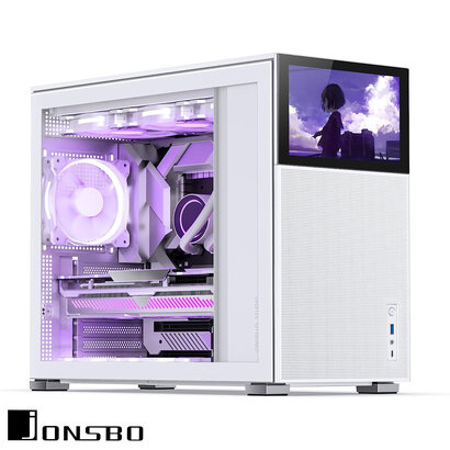 Jonsbo JONSBO D41 MESH SC White ATX Computer Case with Screen,ATX/M-ATX Mainboard/Support RTX 4090(335-400mm) GPU 360/280AIO,Power ATX/SFX: 100mm-220mm Multiple Tool-Free Design,White